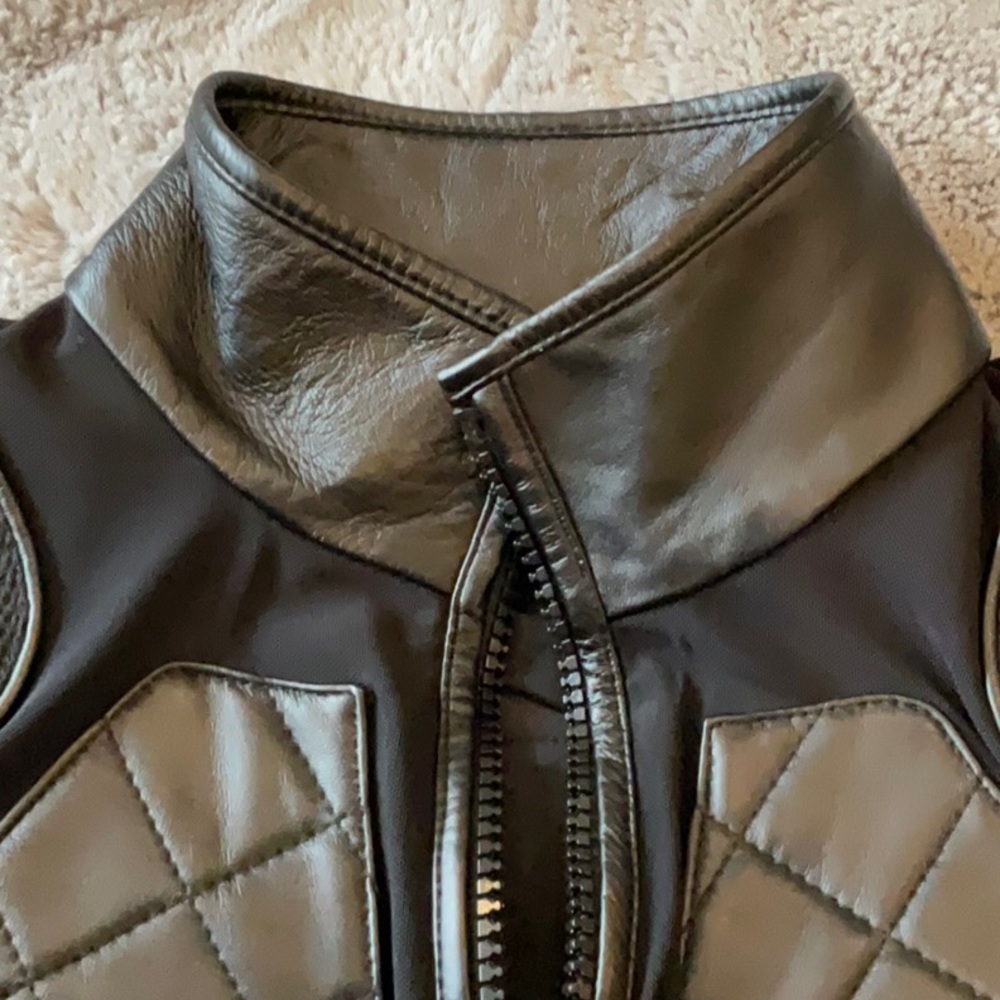 BLANC NOIR Leather and Mesh Moto Jacket NWOT  size small - Picture 16 of 16